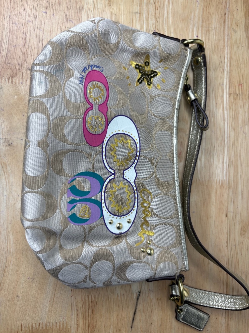 Y2K Vintage Coach Signature Graffiti Demi Pouch